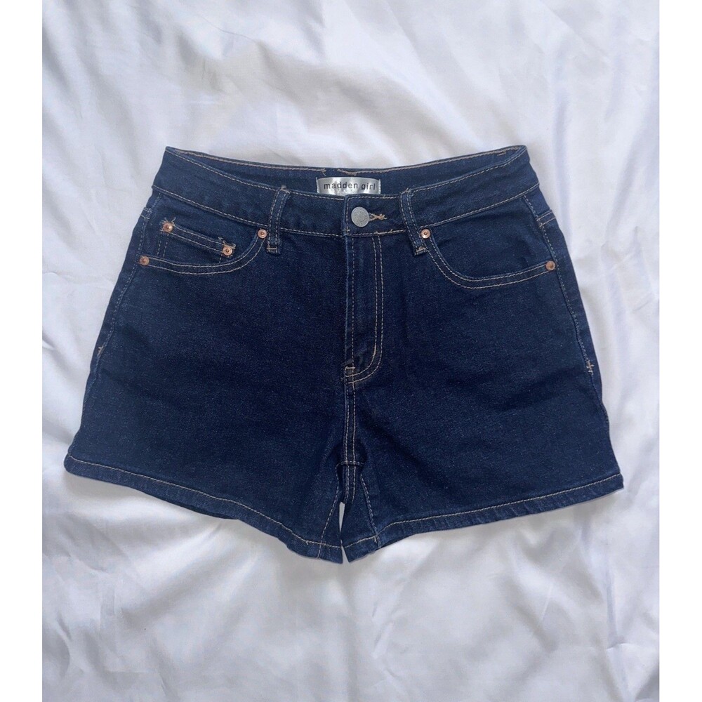Madden Girl Shorts Women's Size 5 High Rise Denim Jean Shorts Dark Wash Blue